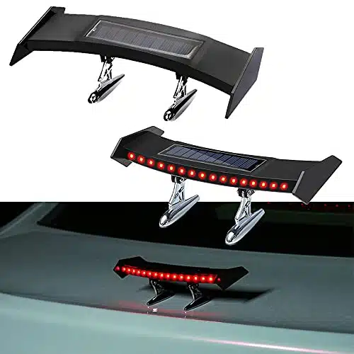 Mini Spoiler Auto Car Tail Decoration Spoiler Wing Carbon Fiber Can be Luminous Solar Charging Punch Free Tail Light