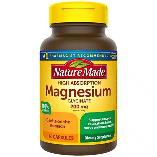 Nature Made Magnesium Glycinate mg per Serving, Dietary Supplement for Muscle, Heart, Nerve and Bone Support, Capsules, Day Supply