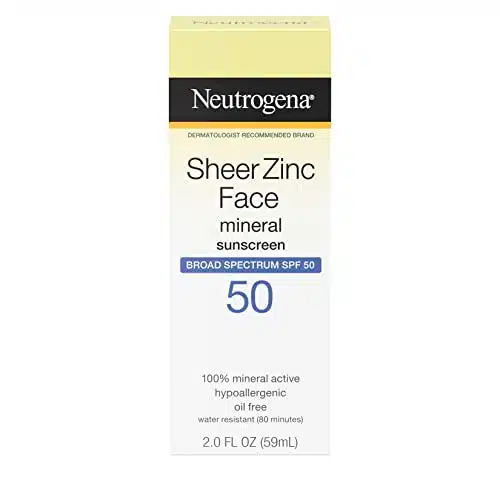 Neutrogena Sheer Zinc Oxide Dry Touch Face Sunscreen with Broad Spectrum SPF , Oil Free, Non Comedogenic & Non Greasy Mineral Sunscreen, fl. oz