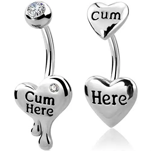 OUFER PCS Belly Button Rings L Surgical Steel Belly Rings Heart Shaped Letter Navel Rings Belly Rings Belly Piercing Jewelry