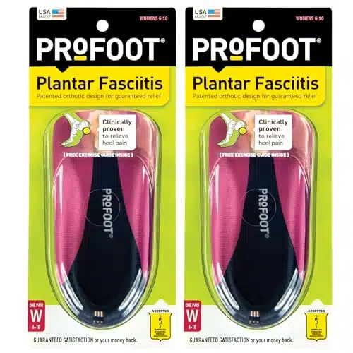 PROFOOT Orthotic Insoles for Plantar Fasciitis & Heel Pain, Women's , Pair, Gel Heel Shock Absorbing Insoles to Help Reduce Pain & Stress, Foot Care Arch Support Inserts for S