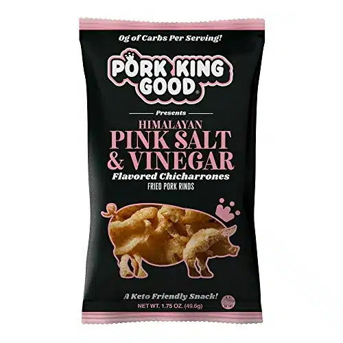 Pork King Good Himalayan Pink Salt & Vinegar Pork Rinds (Chicharrones) (Pack) Keto Friendly Snack