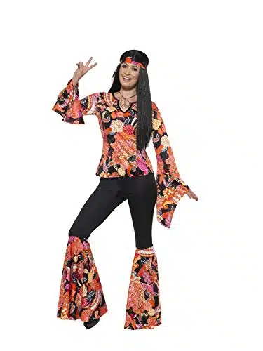 Smiffys Women Willow the Hippie Adult Sized Costume, Multi colour, M   US