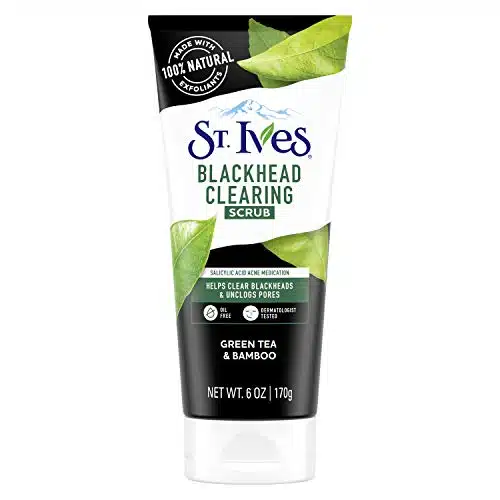 St. Ives Blackhead Clearing Face Scrub Clears Blackheads & Unclogs Pores Green Tea & Bamboo With Oil Free Salicylic Acid Acne Medication, Made with % Natural Exfoliants oz