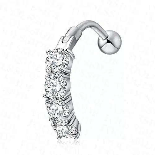 TOOLSSIDE CZ Vch Jewelry Vertical Hood   Stainless Steel Belly Button Ring with Ball   Navel Rings for Genital Piercing and Belly Piercing