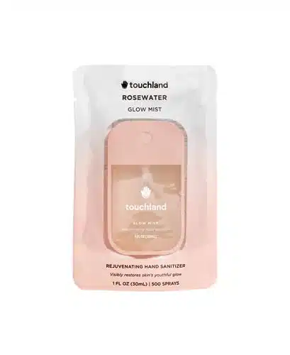 Touchland Glow Mist Revitalizing Hand Sanitizer Spray, Rosewater scented, Sprays each, FL OZ