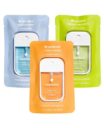 Touchland Power Mist Hydrating Hand Sanitizer Spray, FRESH PACK (Mint, Citrus, Lemon Lime), Sprays each, FL OZ (Set of )