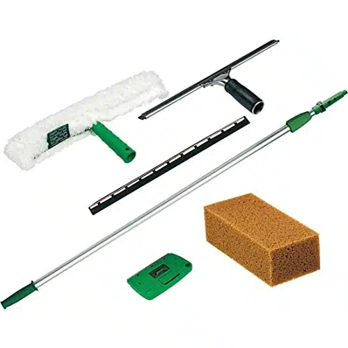 Unger PWKPro Window Cleaning Kit wft Pole, Scrubber, Squeegee, Scraper, Sponge