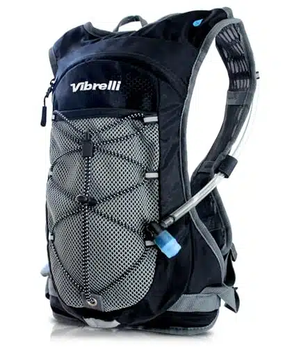 Vibrelli Hydration Pack & L Hydration Water Bladder   High Flow Bite Valve   Hydration Backpack with Storage   Lightweight Running Backpack, Also for Cycling, Hiking, Ski, Sno