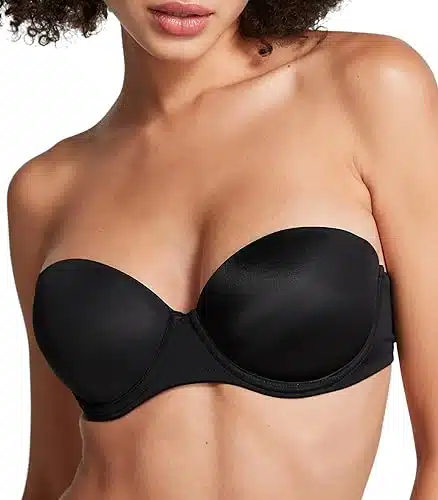 Victoria's Secret Pink Wear Everywhere Strapless Push Up Bra, Padded Bra, Adjustable Straps, Strapless Bras for Women, Black (C)