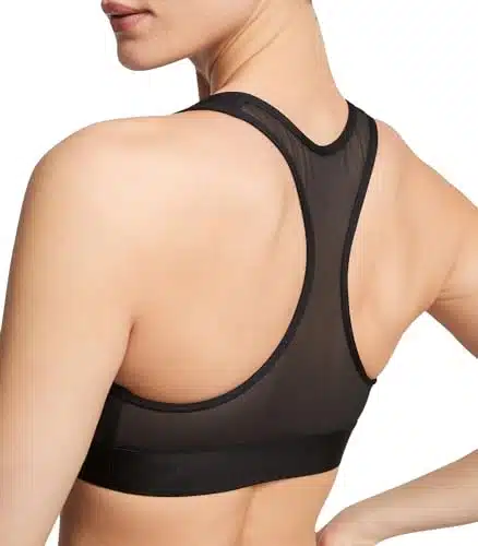 Victoria's Secret Player Medium Impact Sports Bra, Racerback Sports Bras for Women, Athletic Bra, Black (M)