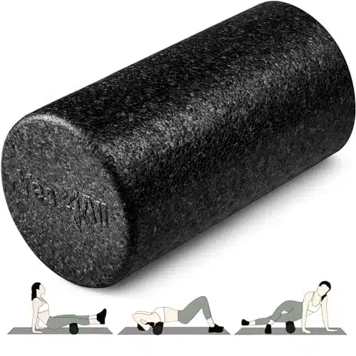 YesAll High Density Foam Roller for Back, Variety of Sizes & Colors for Yoga, Pilates   Black   Inches