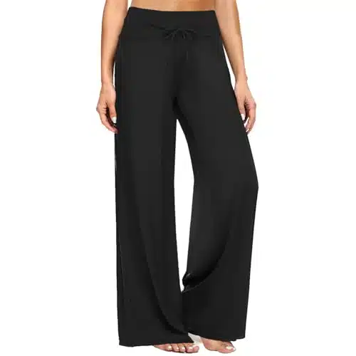 ZOOSIXX Soft Black Pajama Pants for Women, Plaid Comfy Casual Lounge Yoga Pants