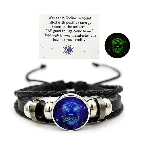 Zodiac Signs Spirit Bracelet Zodiac Bracelet Adjustable Constellation Bracelet Multilayer Black Leather Bracelets Zodiac Sign Wrap Bracelet Birthday Jewelry Gifts for Women Me