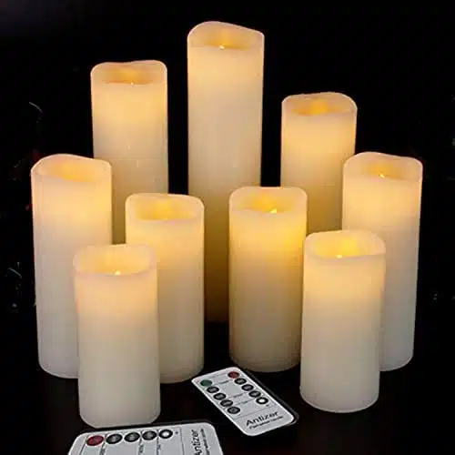 antizer Flameless Candles Led Candles Pack of (H x D ) Ivory Real Wax Battery Candles with Remote Timer