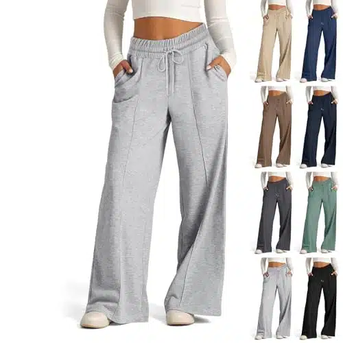 eoeioa Oversized Wide Leg Sweatpants Women Elastic Drawstring Straight Leg Sweatpants Low Waisted Baggy Sweatpants with Pockets Stretch Outdoor Workout Jogger Pants Gym Yoga P