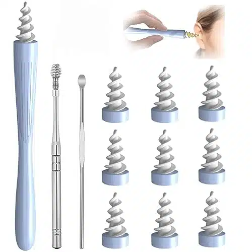 in Ear Wax Removal Tool, Q Grips Ear Wax Remover Reusable and Washable Replacement Soft Silicone Tips for Deep Cleaner Earwax, Ear Wax Removal Kit Contains Types of Ear Cleane