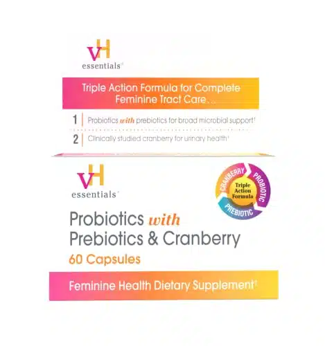 vH essentials Probiotics with Prebiotics and Cranberry Feminine Health Supplement   Capsules