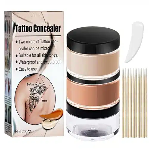 CENNYO Tattoo Cover Up, Colors Makeup Waterproof, Invisible Skin Concealer Set, Long Lasting Suitable for and Scars, Dark Spots, Vitiligo, kilograms