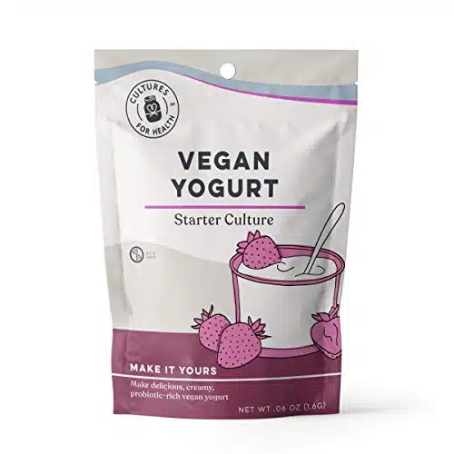 Cultures for Health Vegan Yogurt Starter Culture  Packets Direct Set Active Cultures  DIY Dairy Free Yogurt from Soy Milk, Oat Milk & Other Plant Based Milk  Vegan Probiotic Y