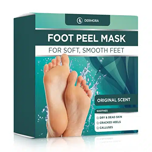 DERMORA Foot Peel Mask   Pack of Regular Size Skin Exfoliating Foot Masks for Dry, Cracked Feet, Callus, Dead Skin Remover for baby soft feet, Original Scent