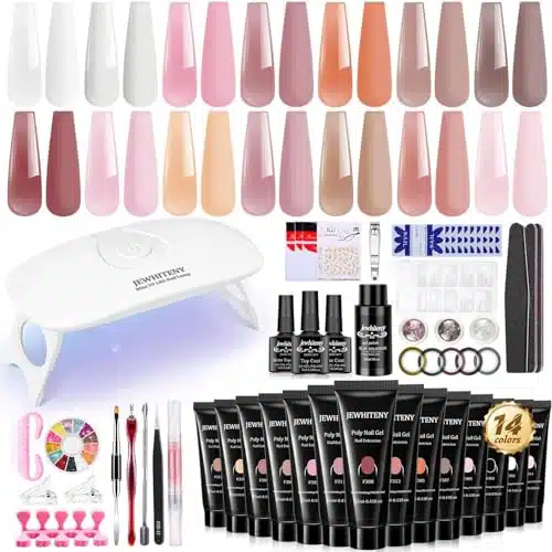 JEWHITENY Poly Extension Gel Nail Kit PCS Poly Gel With Mini Nail Lamp Poly Nail Gel Kit with Slip Solution Basic Poly Gel Nail Art Tools Nail Art Design Beginner Kit