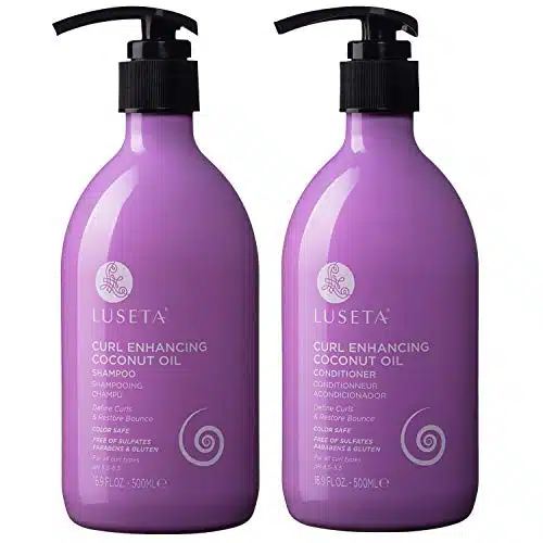 Luseta Curly Hair Shampoo & Conditioner Set with Coconut Oil, Unlimited Bounce and Definition for wavy and Coily hair, Reduce Frizz and Repair Dry Hair, for All Curl Types Sul