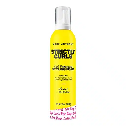 Marc Anthony Strictly Curl Enhancing Styling Foam , Extra Hold   Vitamin E & Silk Proteins Transforms Frizzy Hair to Full , Shiny , Defined Curls   Sulfate Free Anti Frizz Mou