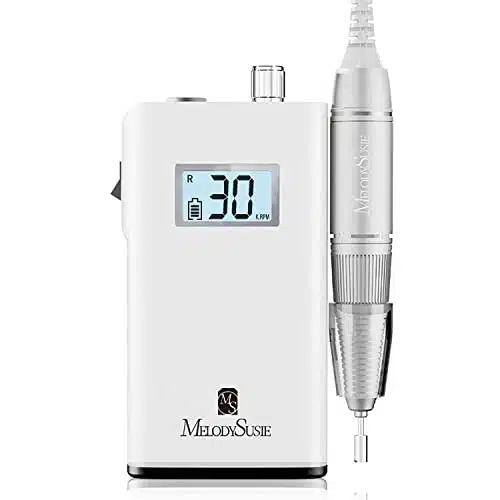 MelodySusie Professional Rechargeable rpm Nail Drill, Portable Electric E File Scamander, Acrylic Gel Grinder Tools with Bits and Sanding Bands for Manicure Pedicure Shape Car