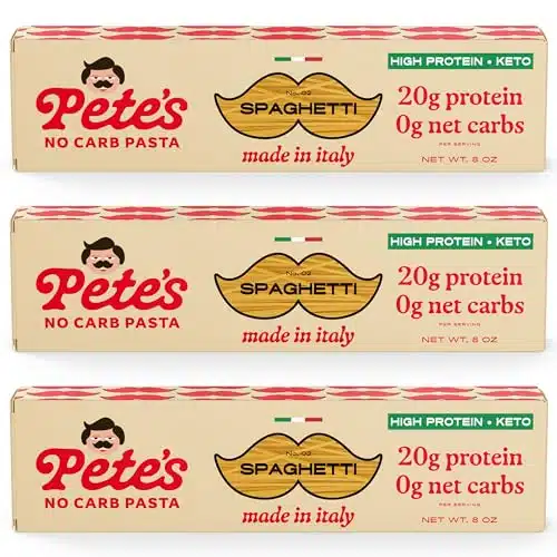 Pete's Pasta Pack Spaghetti Noodles Pasta oz  No Carb Pasta  g High Protein Pasta  Authentic Italian Keto Pasta Noodles, Healthy Low Calorie Spaghetti Pasta, Wheat Pasta Impor