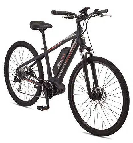 Schwinn Voyageur Electric Bike, Mid Drive, Large Step Through Frame, Dark Blue