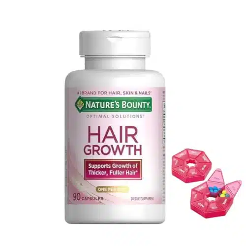 Supports Health Hair Growth Supplement, Per Day, Support Thicker, Fuller Hair, with Biotin, Silicon & Arginine, Capsules, with Pill Case ()