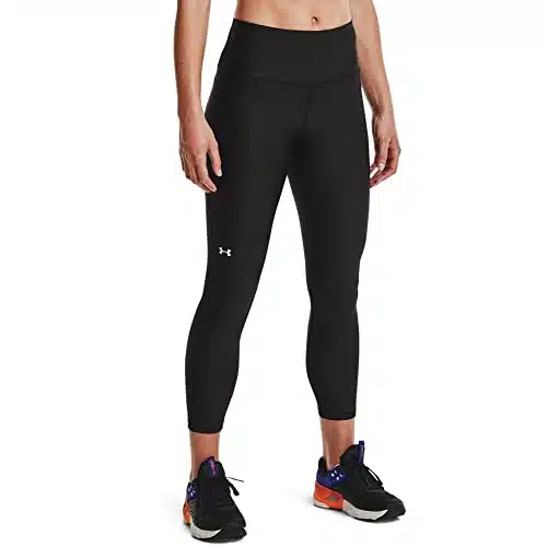 Under Armour womens HeatGear Armour High Waisted No Slip Ankle Leggings , Black ()White , Medium