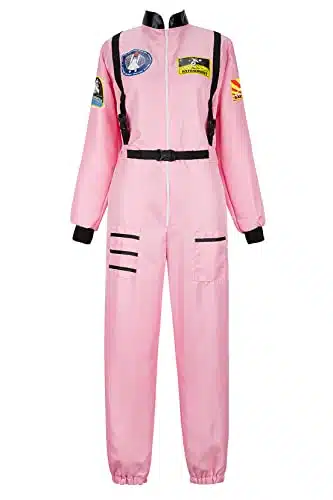 frawirshau Astronaut Costume Adult Women Space Suit Pink Size S